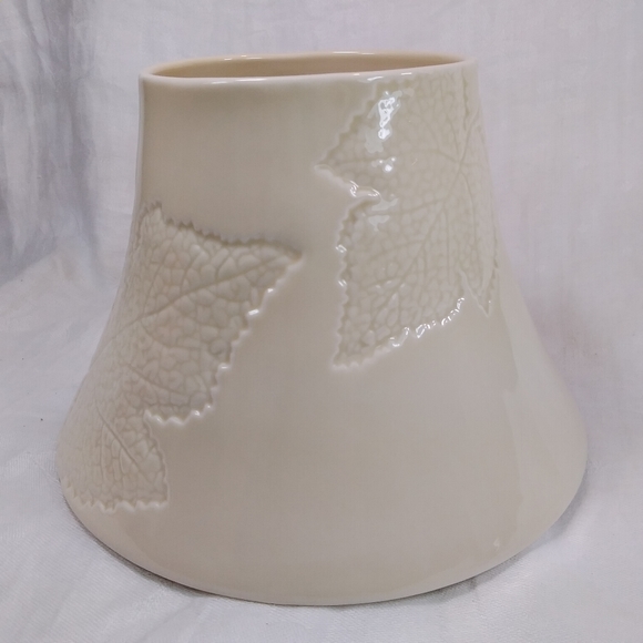 HALLMARK Large Candle Jar SHADE TOPPER Leaves Leaf Cream Ivory - Picture 3 of 12